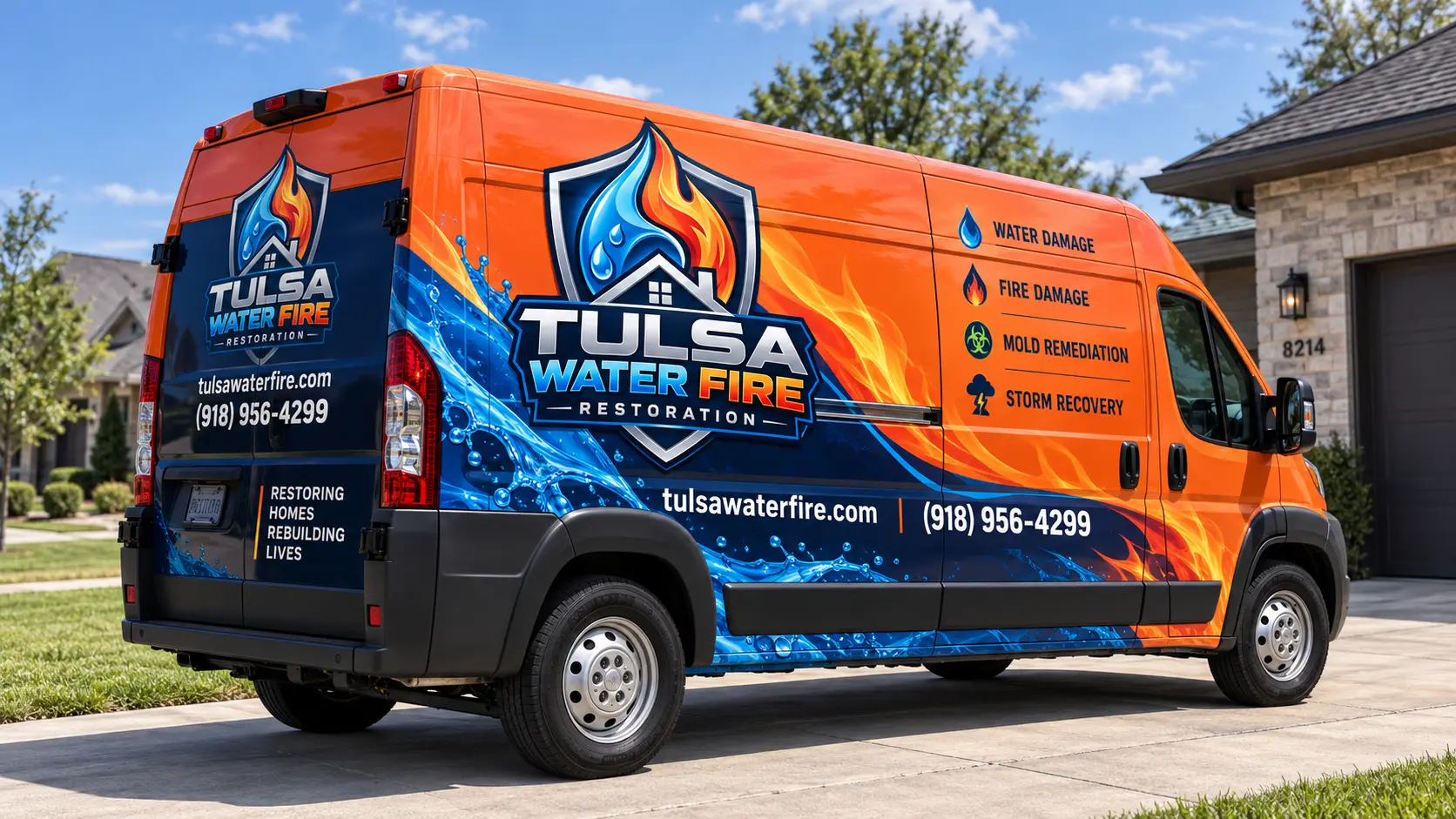 Tulsa Water Fire restoration technician responding to a water and fire damage emergency